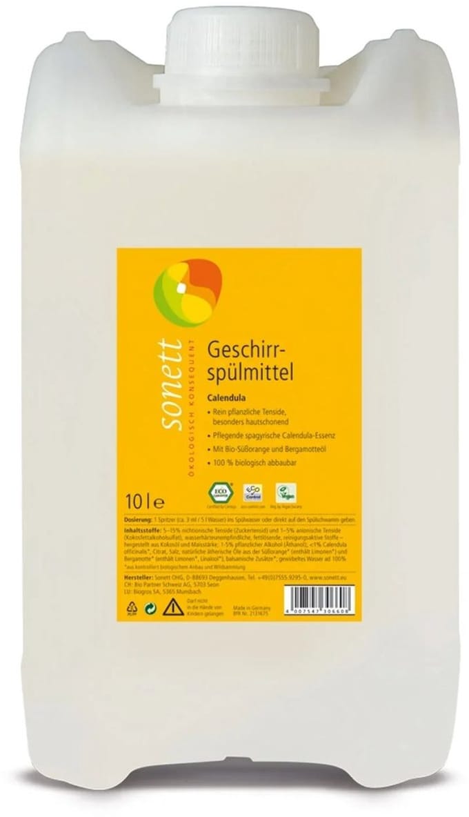 Afwasmiddel grootverpakking 10 Liter, ecologisch afwasmiddel, afwasmiddel calendula