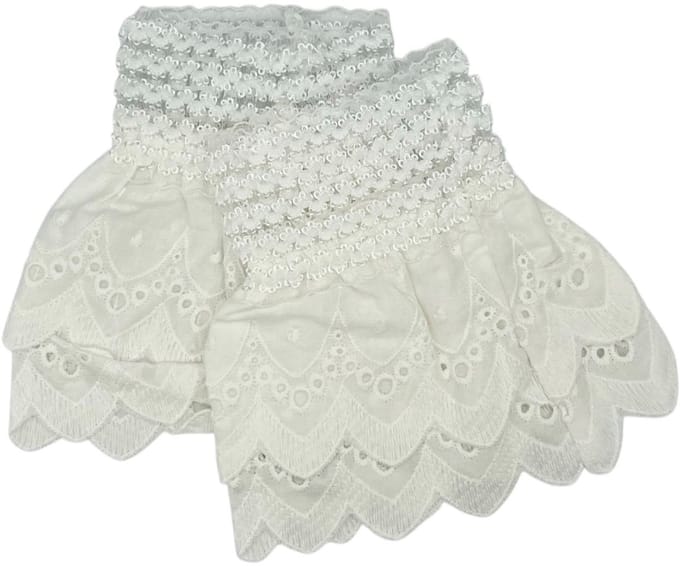 Witte embroidery manchetten - mouwtjes - met elastiek - rekbaar