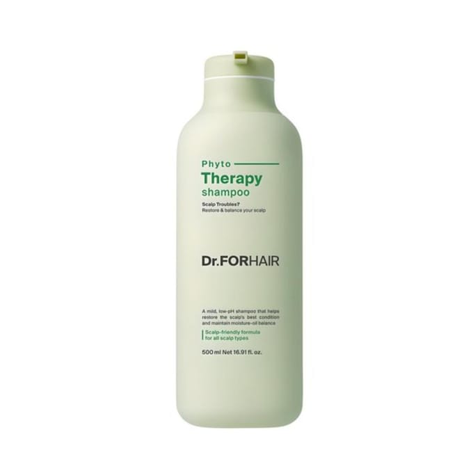 Shampoing Phyto Therapy Dr.FORHAIR 500ml Nettoyant Équilibrant à pH Bas pour Cuir Chevelu Sensible white