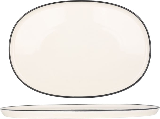 Bonna Serveerschaal - Linea Black - Porselein - 34 cm - set van 2