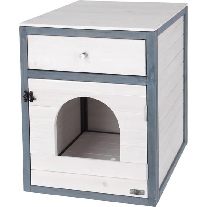 Kerbl Pet kattenkast Ida wit/grijs kat