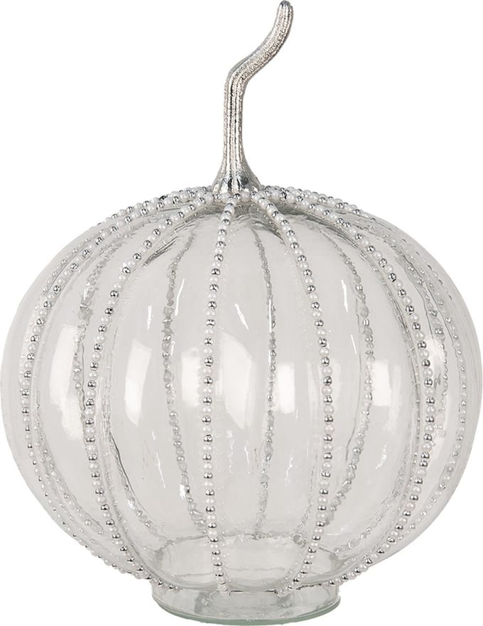 Clayre & Eef Decoratie Pompoen Ø 25x33 cm Transparant Glas Herfst decoratie