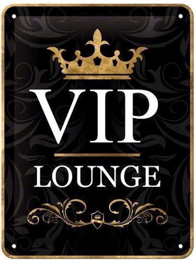 Gebold tin bord: VIP lounge | 15 x 20 cm