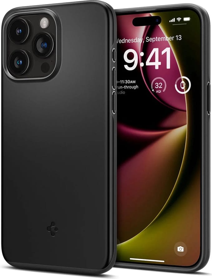 Geschikt voor Spigen Apple iPhone 15 Pro Max Thin Fit Back Cover Hoesje - Zwart