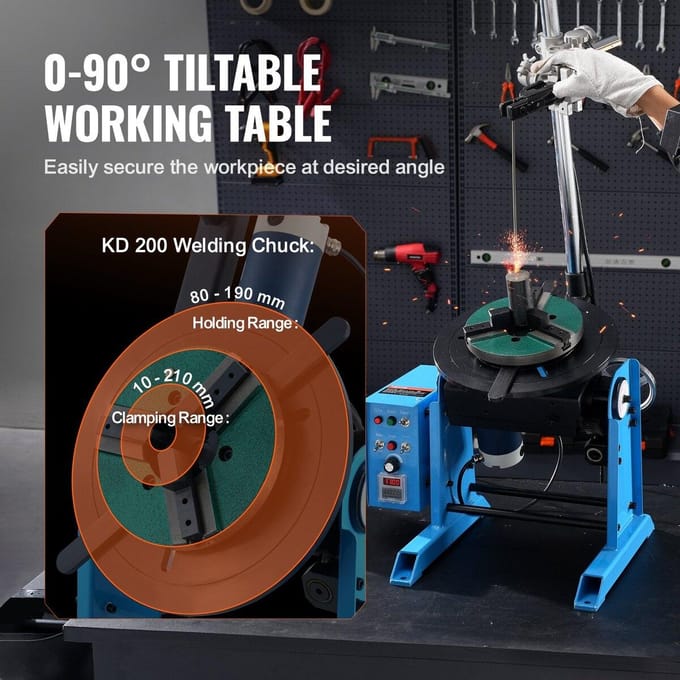 30KG Roterende Laspositioneerder 0-90° Positionerende Draaitafel Tafel 1-12 RPM