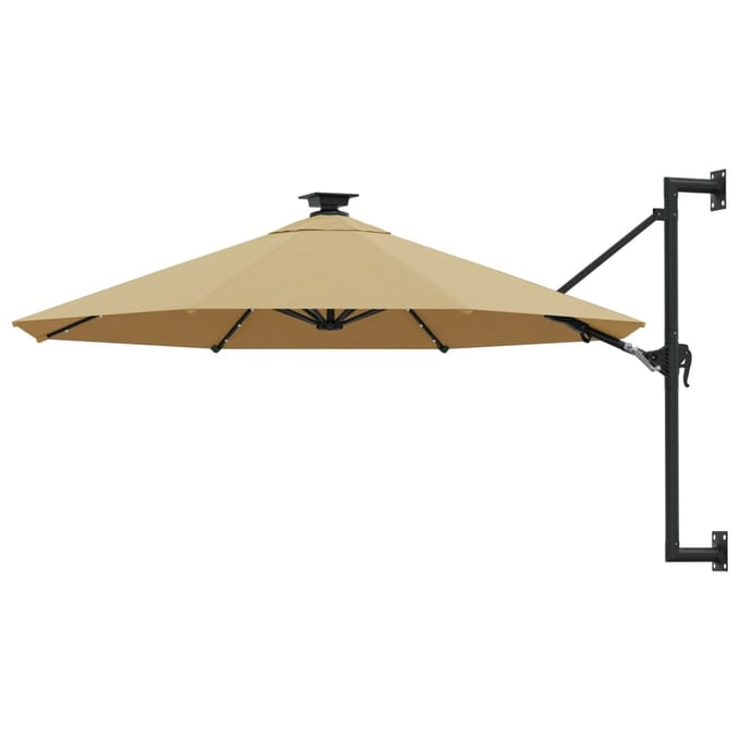 vidaXL - Wandparasol - met - LED's - 300 - cm - taupe