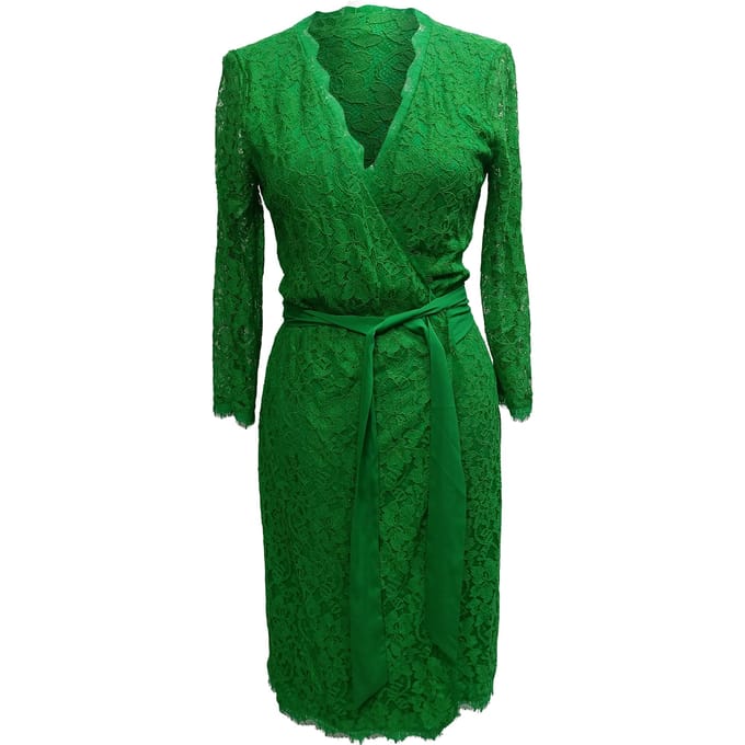 Diane von Furstenberg Julianna wikkeljurk in groene zijde
