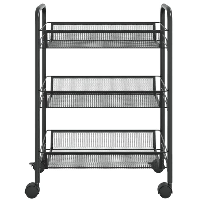 vidaXL - Keukentrolley - 3-laags - 46x26x64 - cm - ijzer - zwart