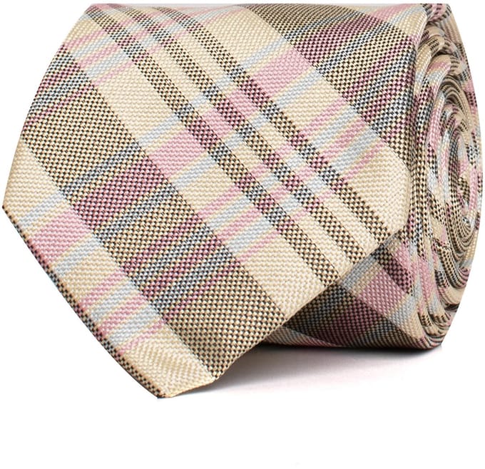 TRESANTI | EVELINIO | Zijden stropdas klassieke ruit | Multi pastel