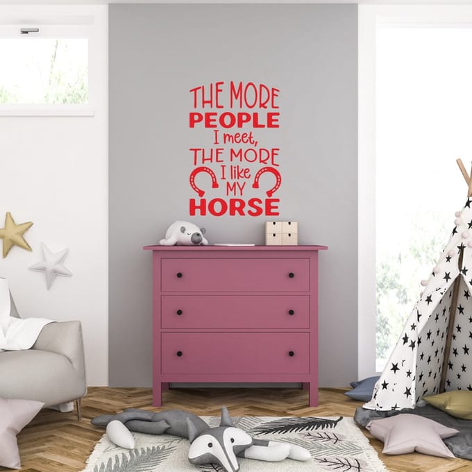Muursticker - The More People I Meet - 58 x 86 - Rood