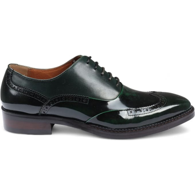 Justin Reess Heren Groene Patent Leren Brogue Formele Schoenen - Harry