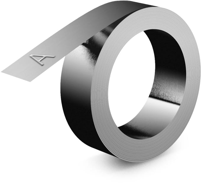 Reliëftape Dymo embossing niet klevend roestvrijstaal 12mm zilver