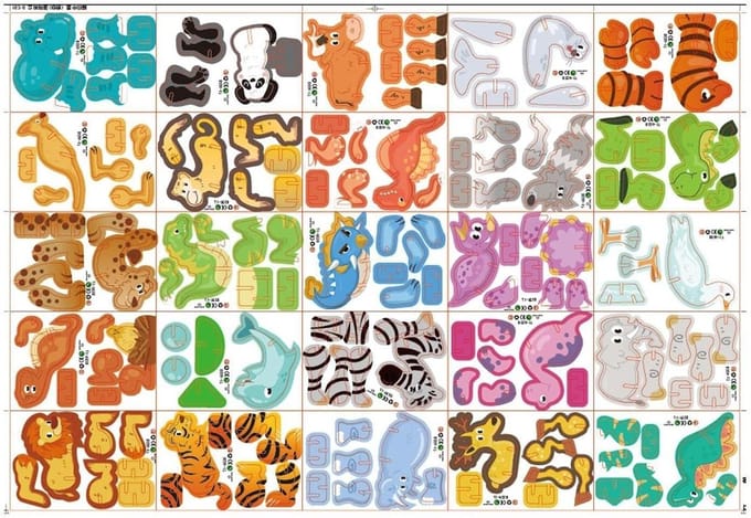 3D Puzzel Dieren - Bouwpuzzel Educatief - Leren Puzzelen - Zonder Lijm - 25 Figuren - Dier