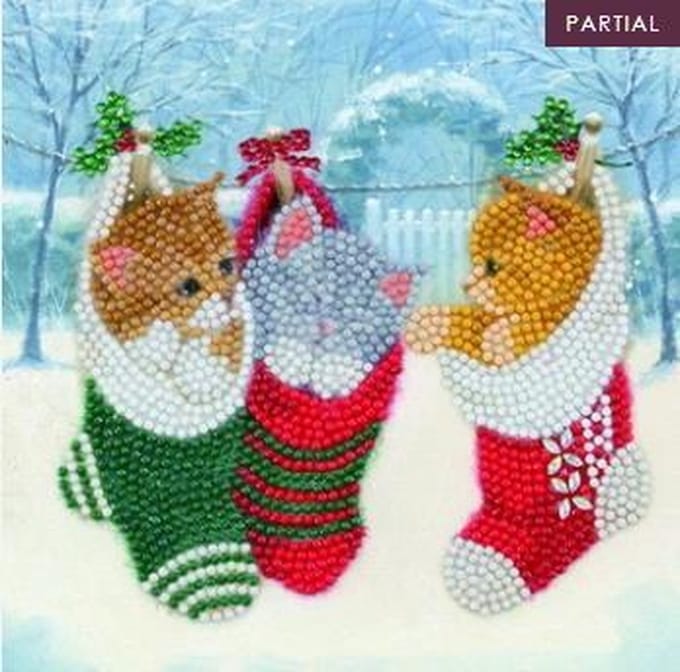 Crystal Card Kit | Diamond painting Christmas Kittens