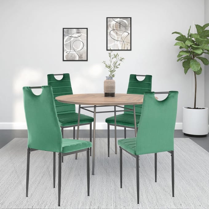 Mandy-Eetkamerstoelen - Set van 4 - Donkergroen