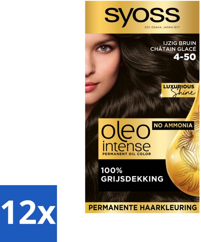 Syoss Oleo Intense - Haarverf - 4-50 - Ijzig Bruin - 115ml x 12