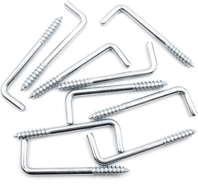 Dailygoods - Set van 10 Rechte Schroefhaken voor Muur en Plafond