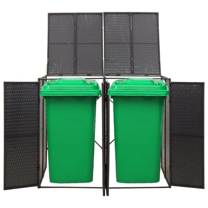 vidaXL - Containerberging - dubbel - 140x80x117 - cm - poly - rattan - zwart
