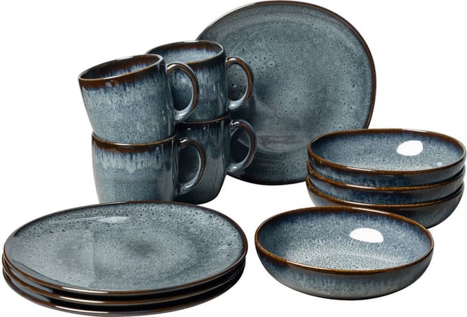 Villeroy & Boch Serviesset Lave - Grijs - 12-delig / 4 personen