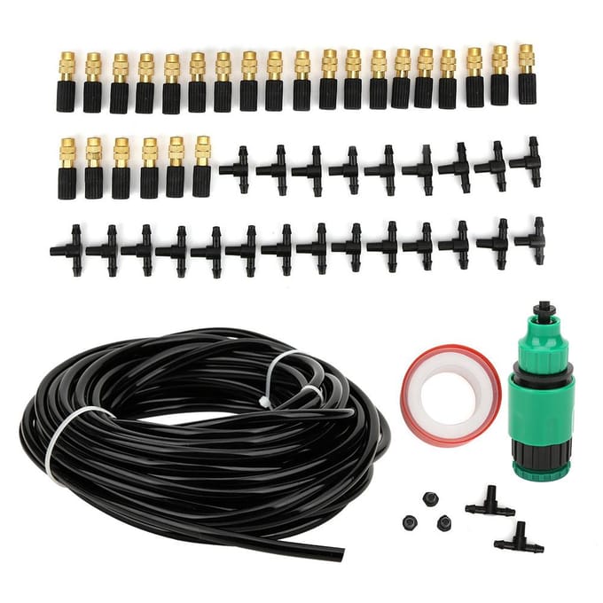 Kit d'arrosage goutte à goutte avec tuyau de 25M Ensemble d'équipement d'irrigation pour Jardin Serre Potager Terrasse Pelouse black