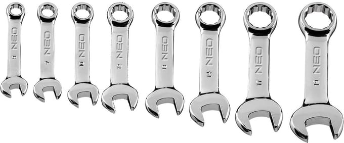 Neo Tools Steek/ringsleutelset Klein, 8-19mm, 8dlg, Din 3113