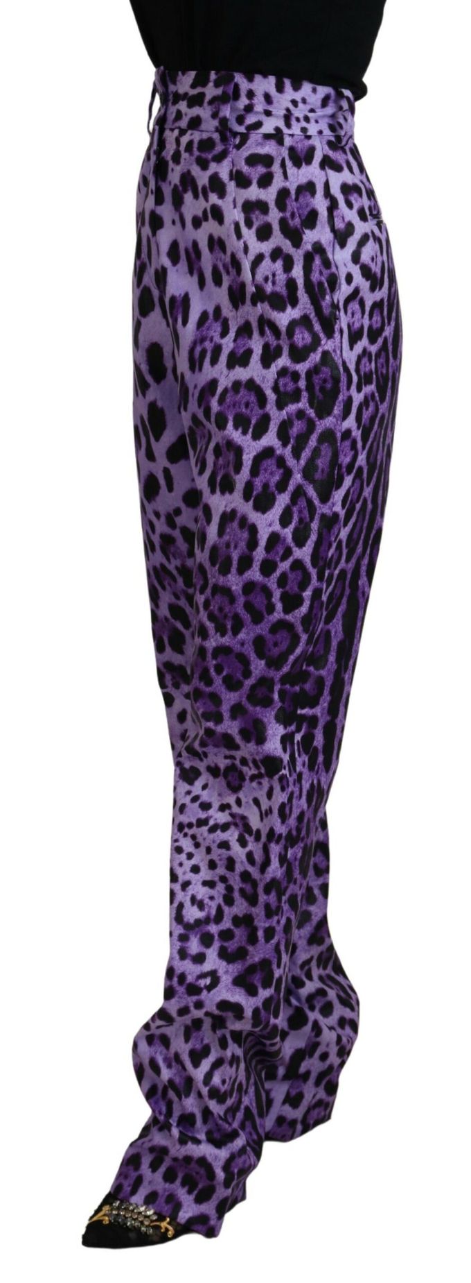 Paarse Luipaardprint Broek Relaxed Fit