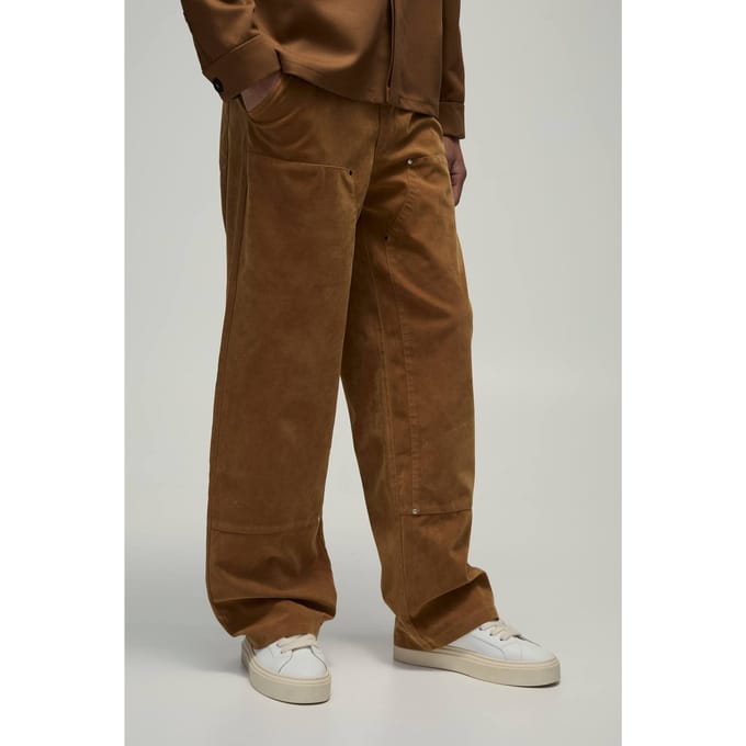 Broek met vaste taille, relaxed fit, Carpenter, heavyweight suède broek | Tan | Size 30R