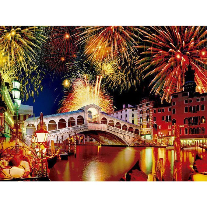 Peinture diamant thème feu d'artifice, broderie 5d, point de croix, strass ronds complets 20X30CM black