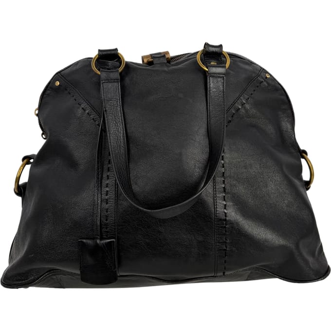 Yves Saint Laurent Oversized Muse Shoppers Tas in Zwart Kalfsleer