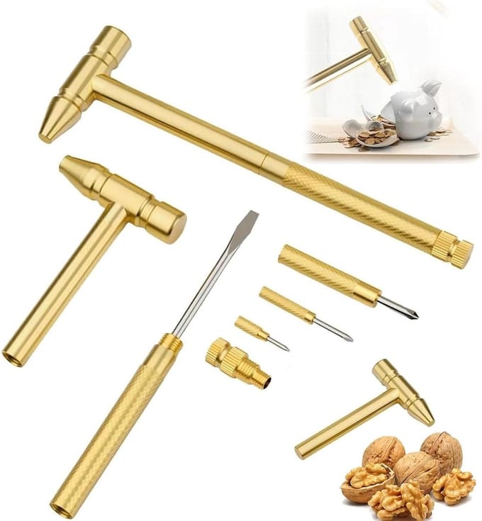 Multifunctionele Hamer - Mini Tool - Precisiewerk - 6-in-1 Ontwerp - 162 cm - Goudkleurig