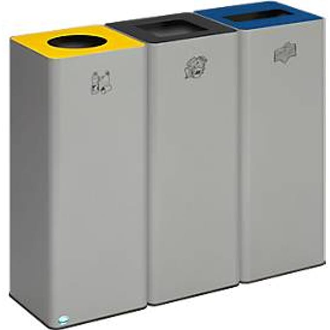 VAR Sorteerunit Quadro - plaatstaal - drievoudig - volume 3 x 70 l - verzinkt