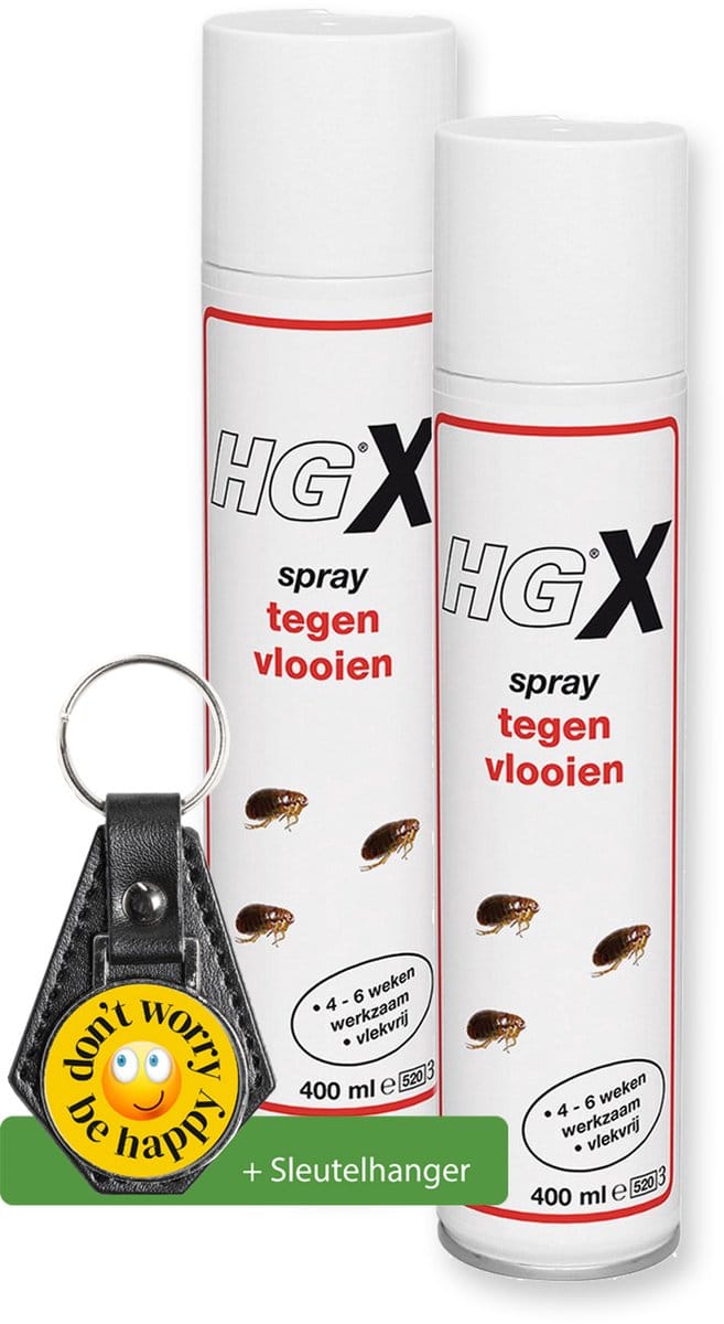 HGX Vlooienspray - 400 ml - 2 Stuks - Inclusief sleutelhanger