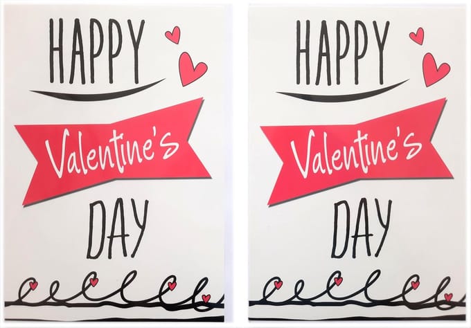 2 Wenskaarten - Valentijnskaarten - Happy Valentine’s Day - 12 x 17 cm - VAL-003