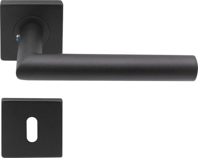 Slotman Solutions Deurklink Sleutelgat – RVS – Mat Zwart – Vierkante Rozet – Deurbeslag Set