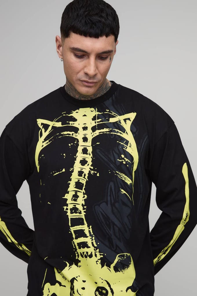 Tall Afterlight Glow-in-the-dark Bedrukt Longsleeved T-shirt | Black | Size Medium