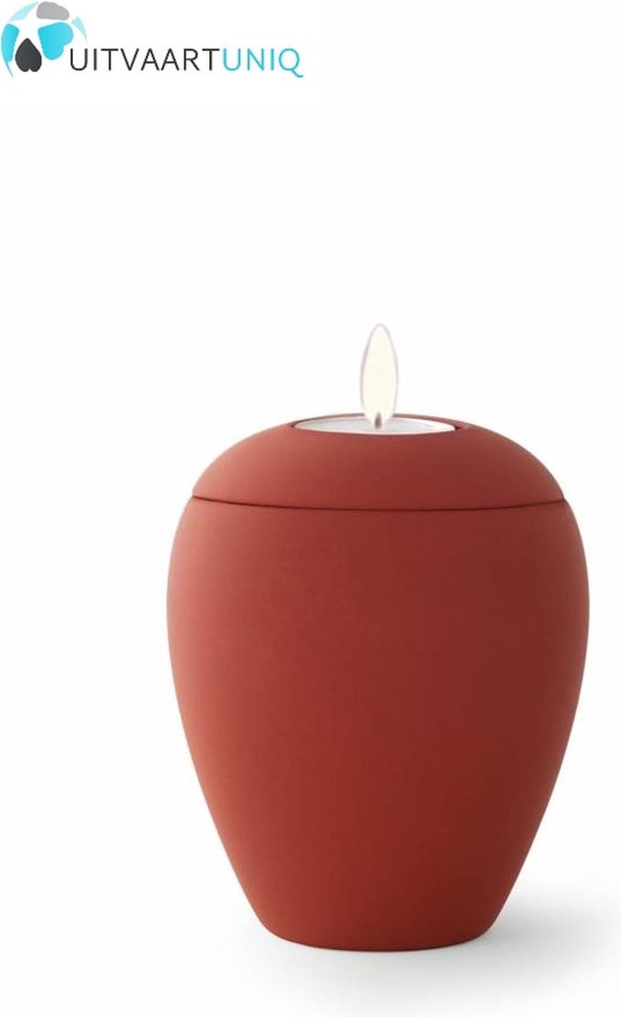 Mini urn robijn met lichtje - keramiek