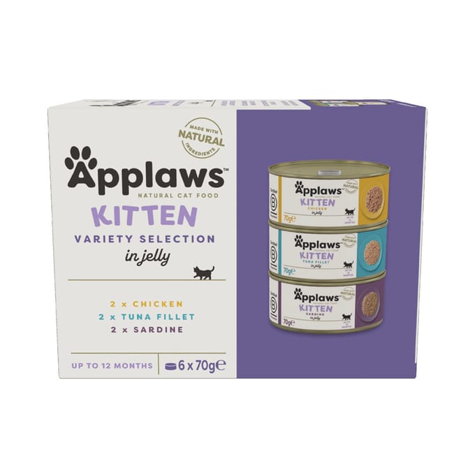 4 x 70 g + 2 x 70 g gratis! Applaws natvoer voor katten 6 x 70 g - Kitten Gemengd pakket Sardientjes, Kip, Tonijn (6 x 70 g)