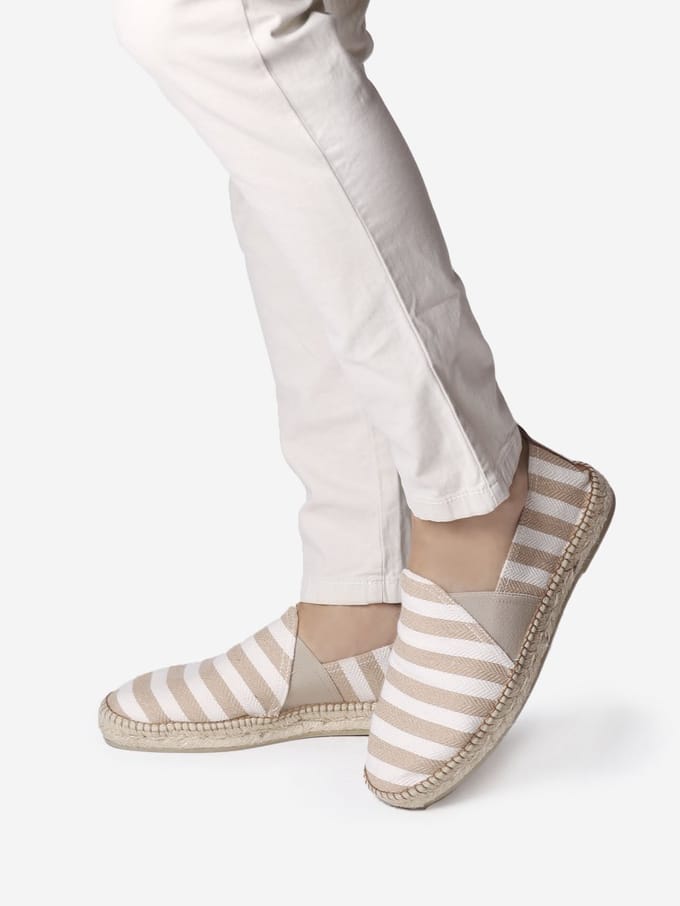 Espadrilles voor heren van gestreepte stof | DUSTIN