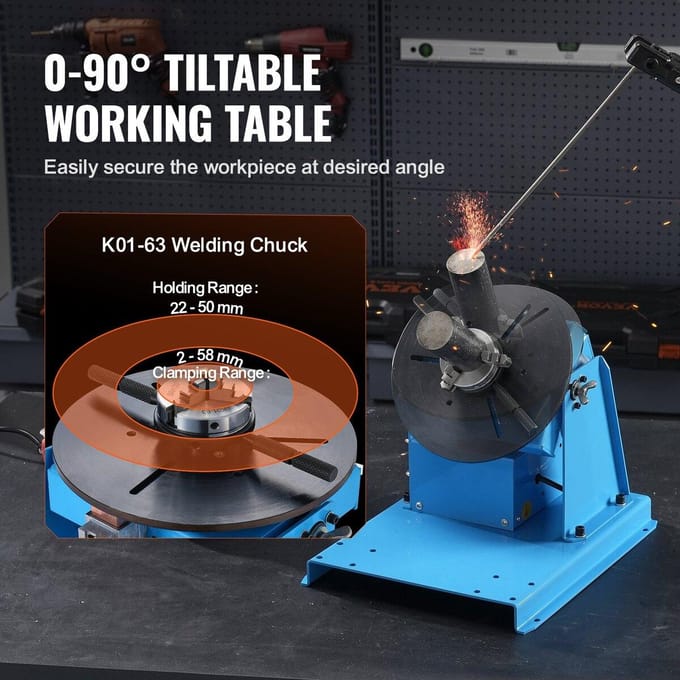 10KG Roterende Laspositioneerder 0-90° Positionering Draaitafel Tafel 1-12 RPM