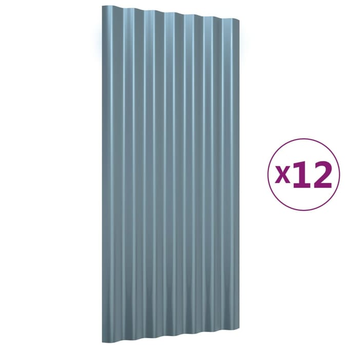vidaXL - Dakpanelen - 12 - st - 80x36 - cm - gegalvaniseerd - staal - grijs