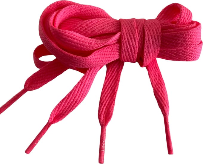 Lacy Schoenveter -neon pink - Plat - 130 cm Lang x 10 mm Breed