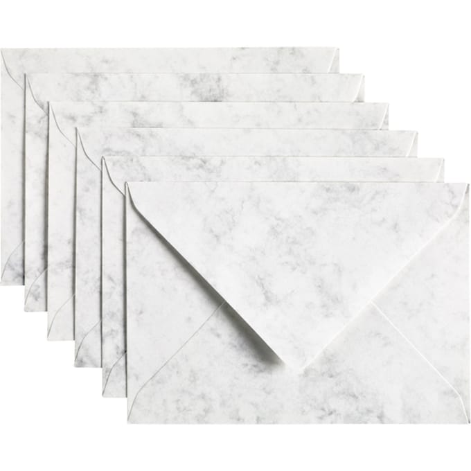 Envelop Papicolor C6 114x162mm marble grijs pak à 6 stuks