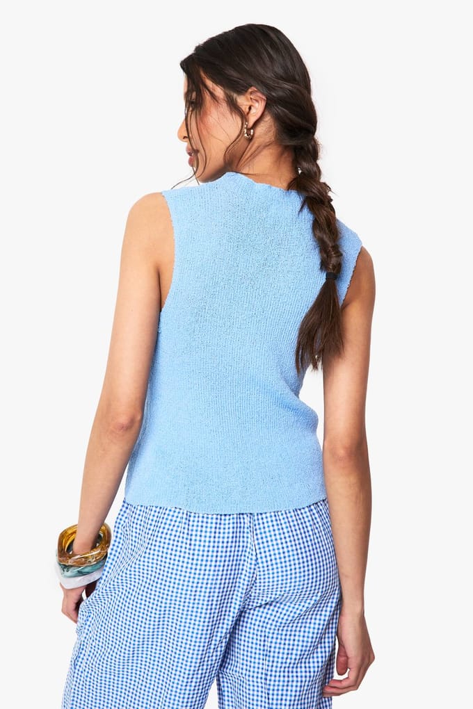 boohoo Dames Flower Detail Gebreide Top | Blue | Maat: Medium