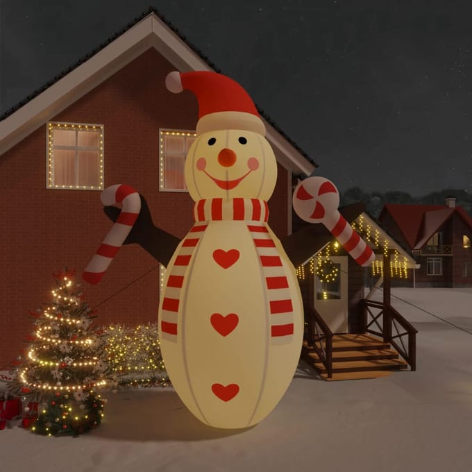 vidaXL - Sneeuwpop - opblaasbaar - met - LED's - 630 - cm
