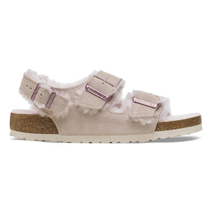 Damessandalen van suède leer Birkenstock Milano Shearling