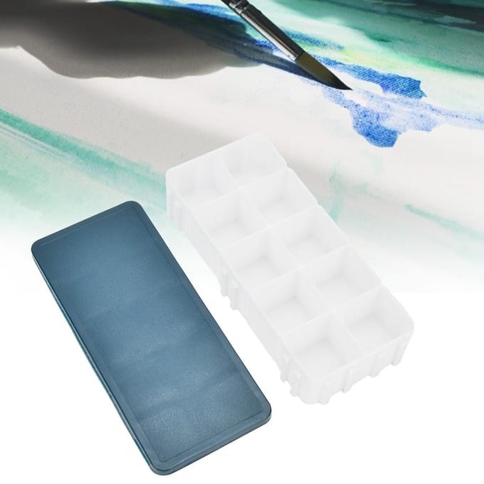 Boîte Palette avec Couvercle en Caoutchouc pour Pigments Aquarelle (10 Compartiments Assemblables) gray