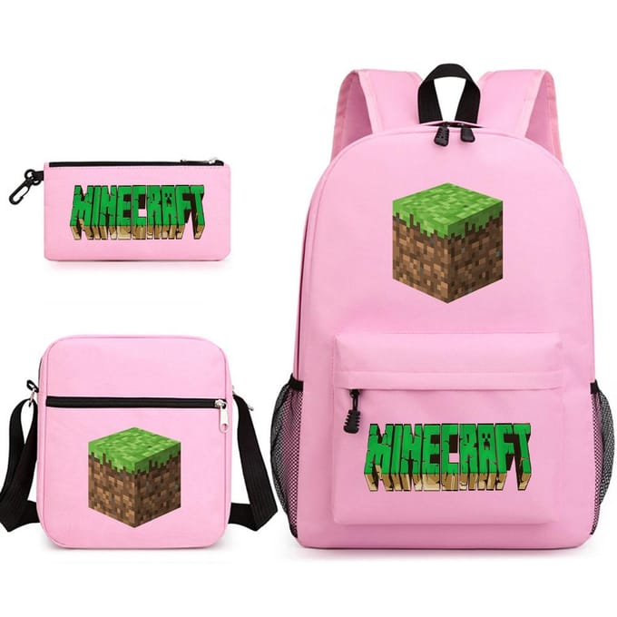 Minecraft Schooltas Game Merchandise Student Grote Capaciteit Print Drie Delige Schooltas Mannen En Vrouwen Three-piece set