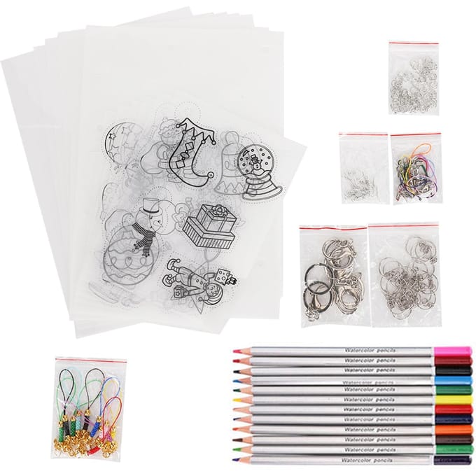 Ensemble de Film Rétractable DIY Crayon de Couleur Feuille Thermorétractable Manuelle Kit Sac de Noël 174# white