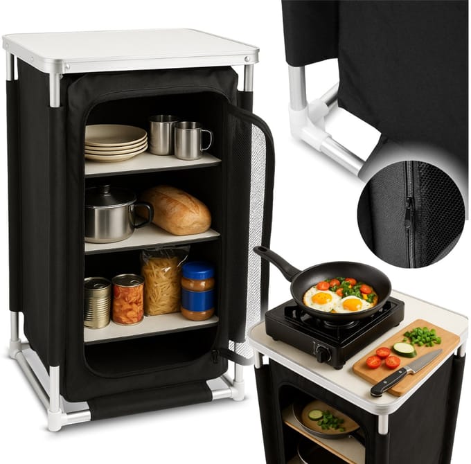 GoGarden - Camping Kast - Opvouwbaar - 3 Planken - Lichtgewicht