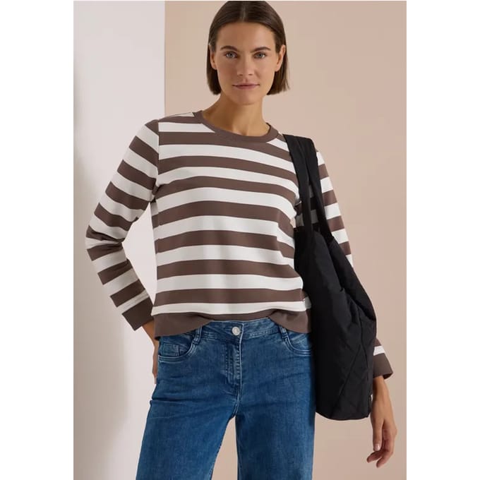 Sweatshirt met ronde hals en strepen